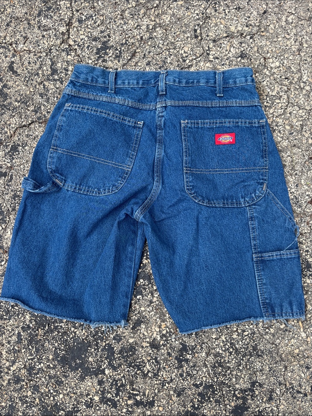 Vintage Y2K Dickies Mens 32 Denim Carpenter Shorts Hammer Loop Workwear Jorts